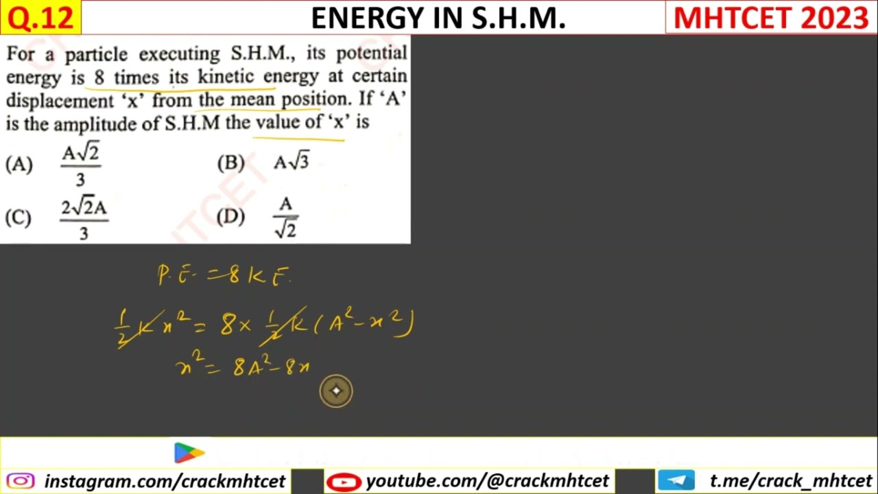OSCILLATIONS || MHTCET 2023 PYQs || Q.12 || 12th Physics #mhtcet #mhtcetpyqs #hsc