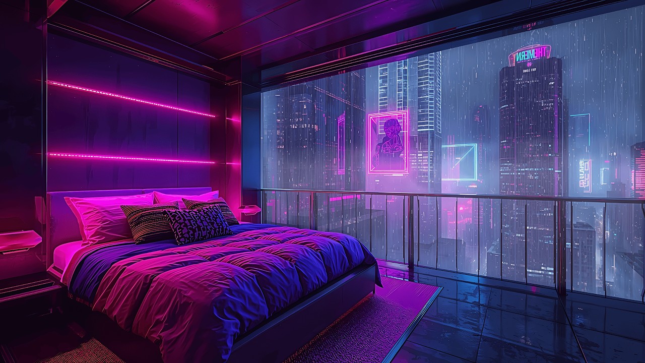 Lofi Rainy Nights 🌧️ – Cyberpunk Rain Window Vibes for Late Night Coding & Creativity | 4K