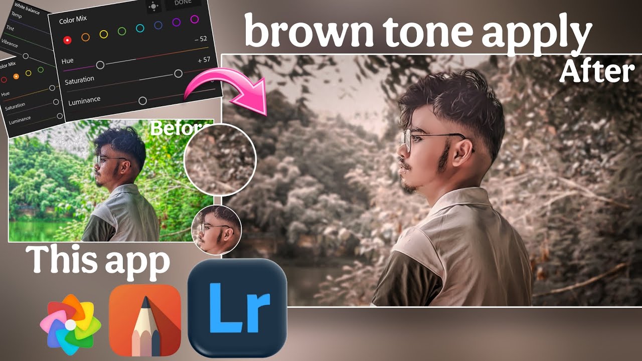 How to brown tone apply!! cinematic glow photo editing #trending #viral 