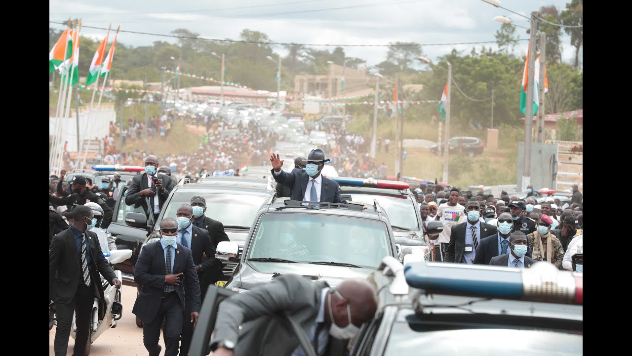 Arrivée de S.E.M Alassane OUATTARA à BONGOUANOU dans le MORONOU, dans le cadre de la visite d'Etat