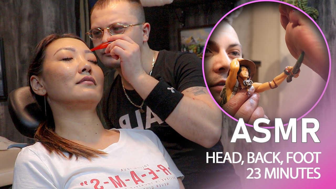 ASMR | HILARIOUS BARBER MASSAGE - Head, Back, Foot
