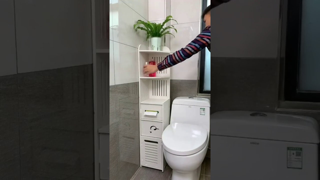 Small Bathroom Storage Toilet Paper Storage Corner Floor Cabinet   Bathroom Organizer Furniture