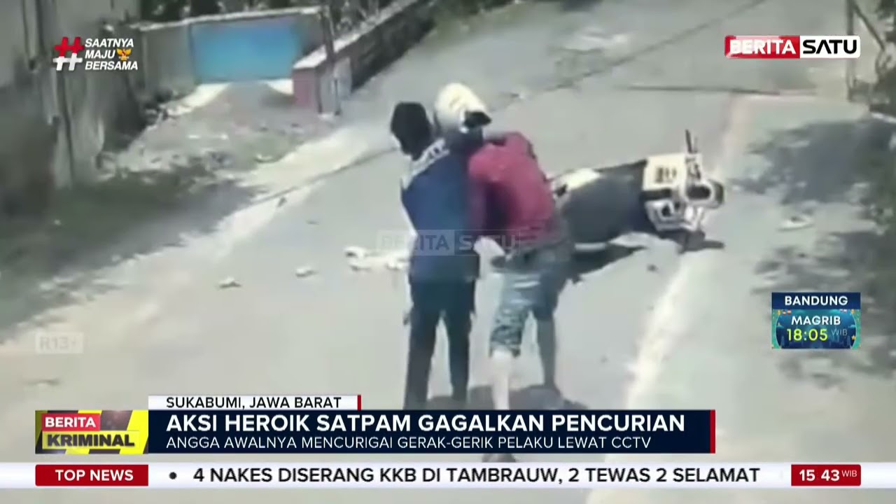 Aksi Berani Satpam Hadang Pelaku Curanmor Sampai Terseret Di Sukabumi #beritasatu