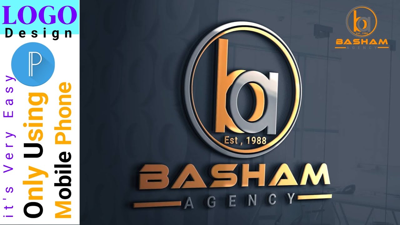 BA logo design on your mobile phone Pixellab Tutorial How to make logo