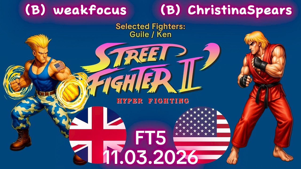 weakfocus VS. ChristinaSpears - ONLINE MATCH! - Street Fighter II' Hyper Fighting - FT5 - 11.03.2026
