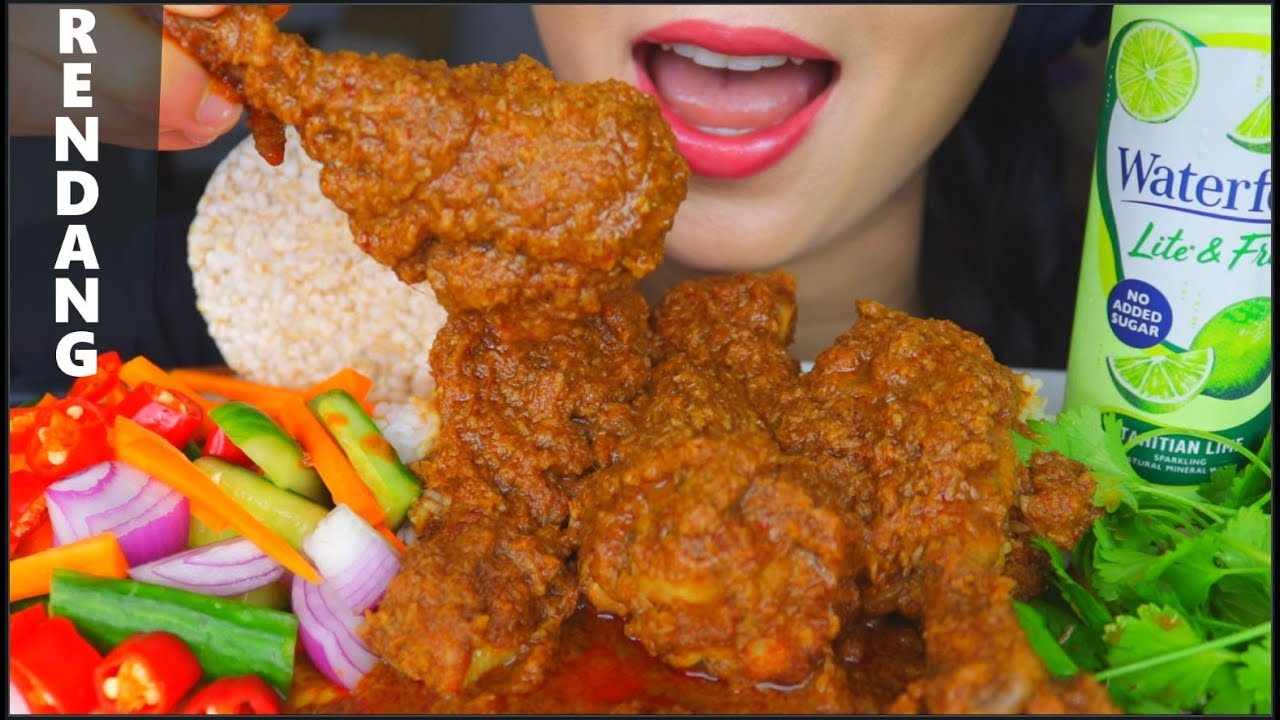 ASMR RENDANG CHICKEN CURRY, RENDANG AYAM, PICKLED VEGGIES, ACAR, LIME SODA, RICE 咖喱鸡咀嚼音 먹방