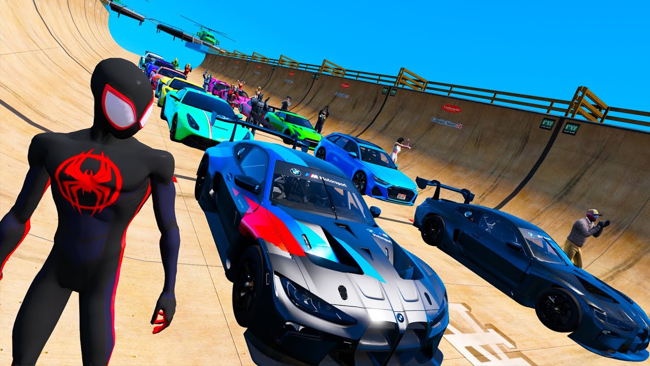 Epic Ramps on Alamo Sea GTA V Cars BMW M4 GT3 GTR Japan Cars more jumping down Challenge mods