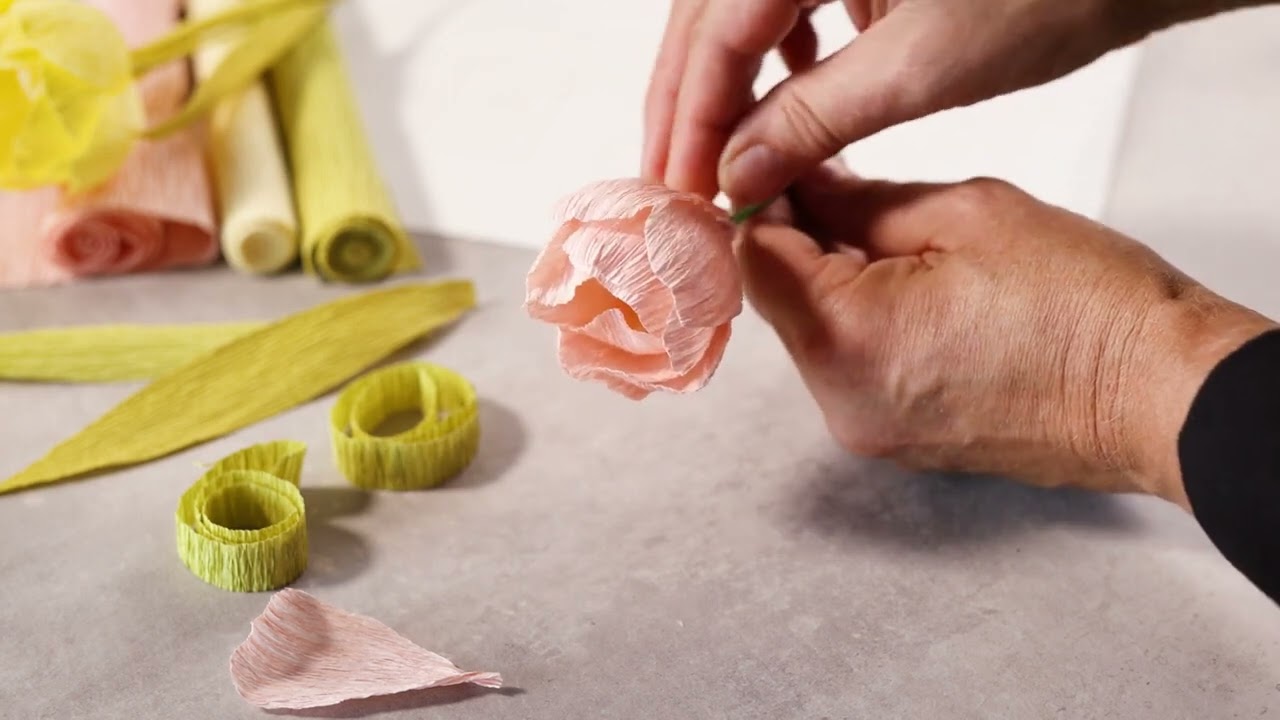 DIY Faires des tulipes et des jonquilles en papier cr&eacute;pon
