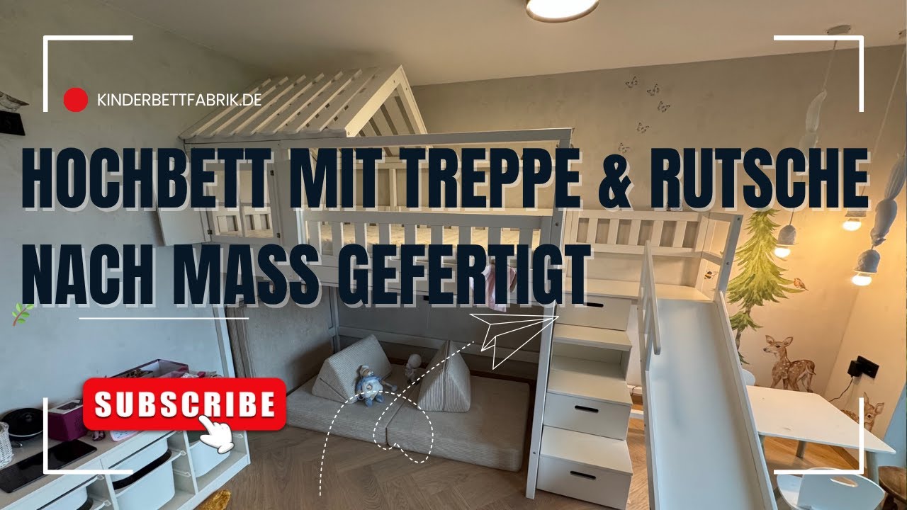 Traumbett f&uuml;r Kinder &ndash; Hochbett mit Treppe & Rutsche nach Ma&szlig; gefertigt
