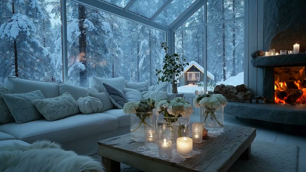 ❄️Serene Snowfall & Piano | 5 Hours Peaceful Lounge Atmosphere | Relax Study Meditation Healing Calm