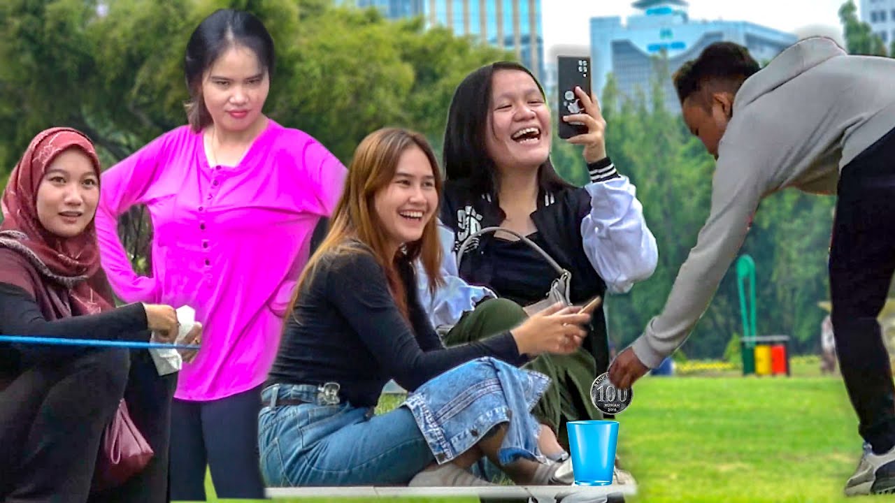 PRANK PENGEMIS; CEWEK MANIS INI SAMPAI NGAMBEK BERDIRI TARUH TANGAN DI PINGGANG HAHAHA