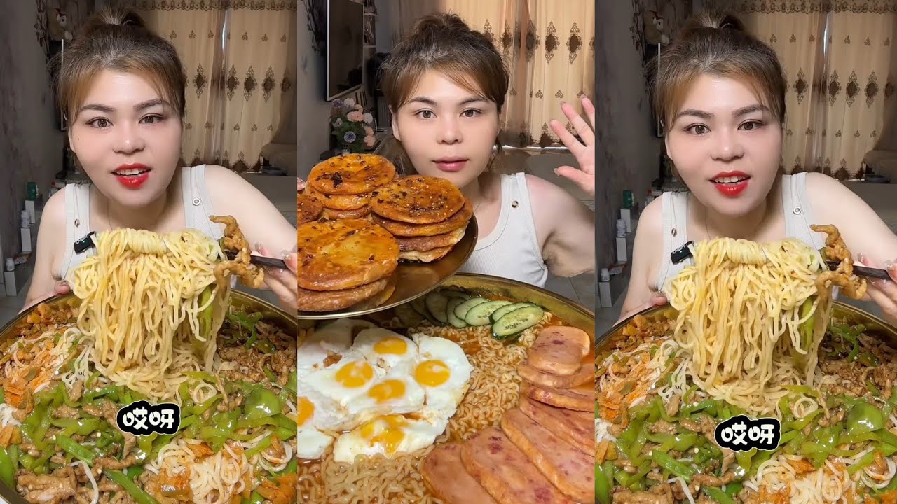 Mukbang #: Eat pig brain belly pork, Fried skewers #pork #mukbang #dinner #cook 