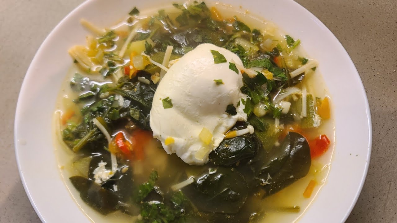 CIORBĂ DE OU ȘI SPANAC(FOARTE BUNĂ PENTRU DIABETICI ȘI CURA DE SLĂBIRE)👩‍🍳👩‍🍳👩‍🍳