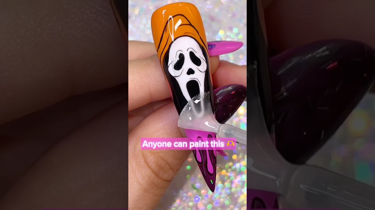 Easy Halloween nails 💅 Ghostface #nailart #nailtutorial #naildesign #nails #halloweennails