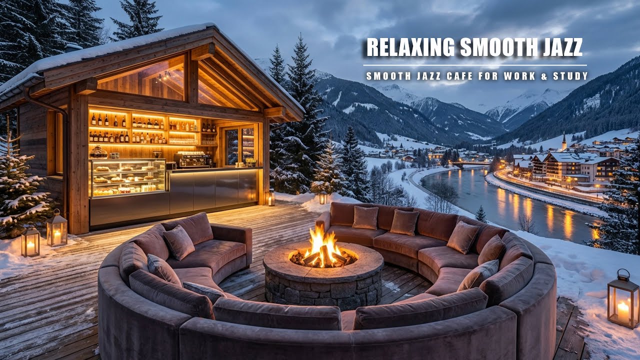 Smooth Jazz Coffee Shop ☕ Winter Fireplace Atmosphere for Focus & Productivity