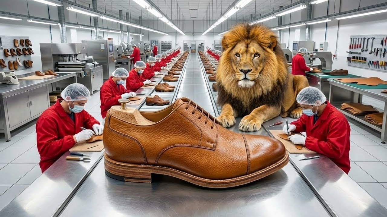 Inside the Lion Leather Shoes Factory: Premium Lion Leather Becomes Branded Shoes (Full Process)