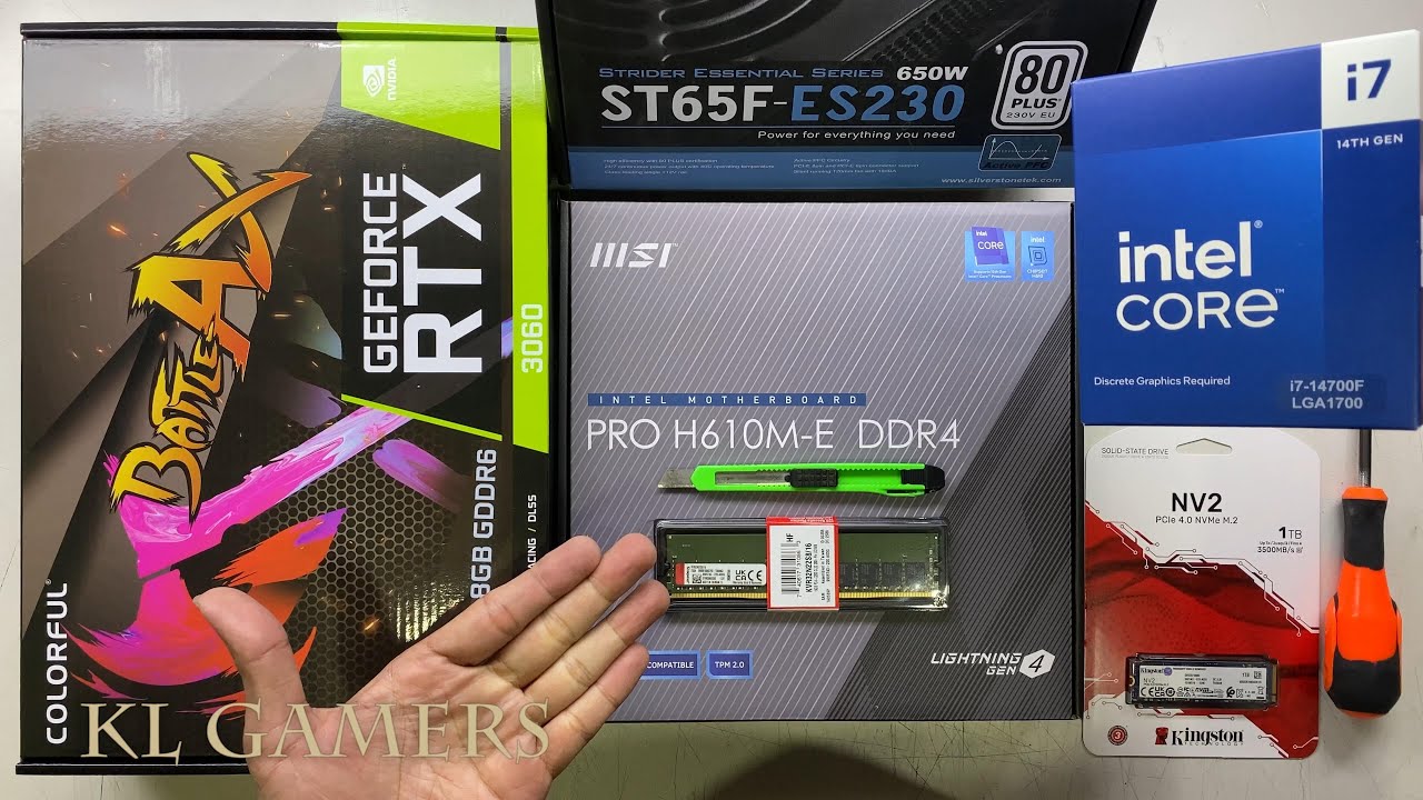 intel Core i7 14700F msi PRO H610M-E DDR4 COLORFUL RTX3060 Battle AX Gaming PC Build