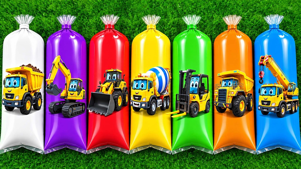 Menemukan Mainan Mobil Kontruksi, Excavator, Tractor, Buldozer, Forklift, Silinder, Crain,Truk Molen