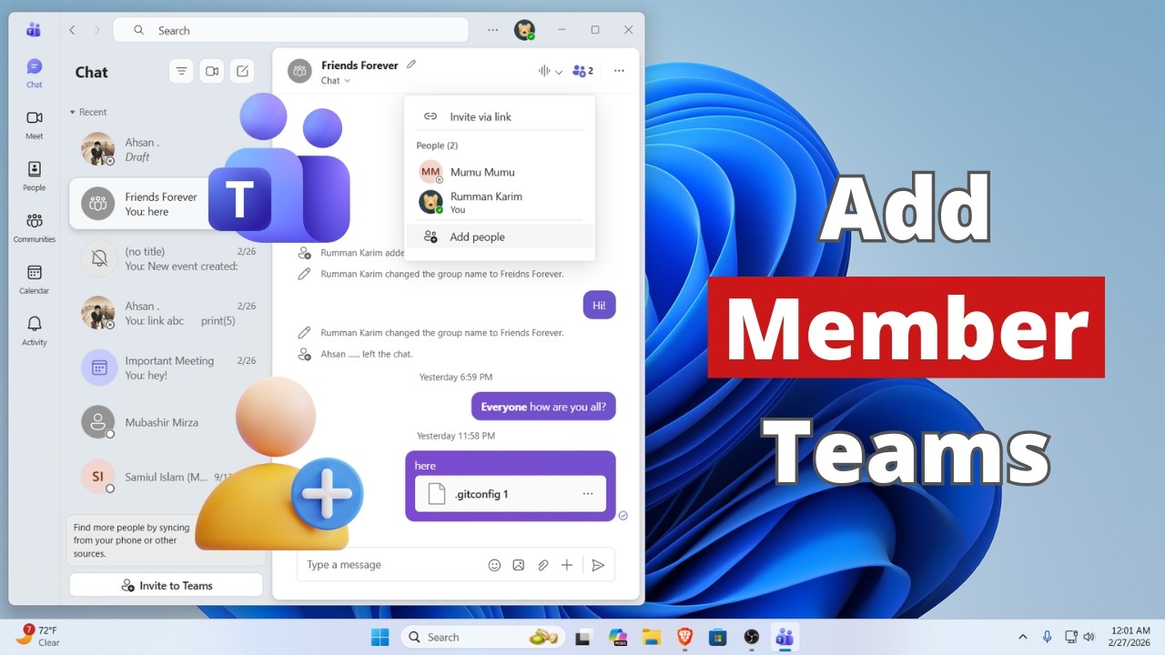 Как добавить участников в групповой чат Microsoft Teams
