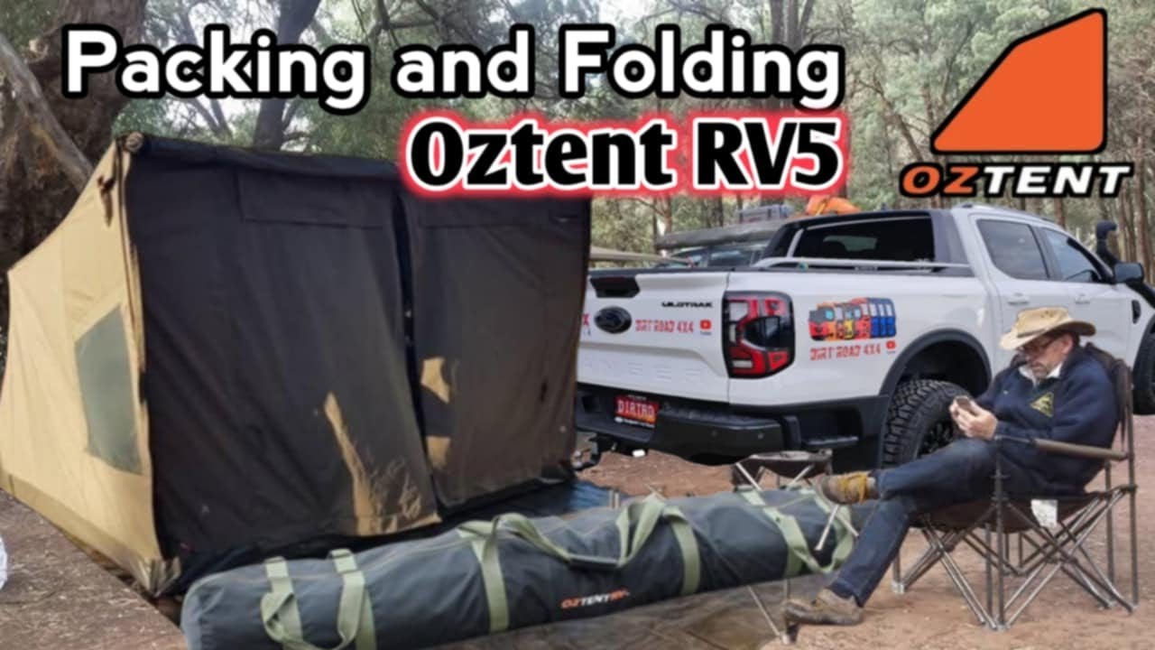 OZTENT RV5,  Fold down and Pack up, How to transport the tent on a smaller Roof rack/Tub Racks