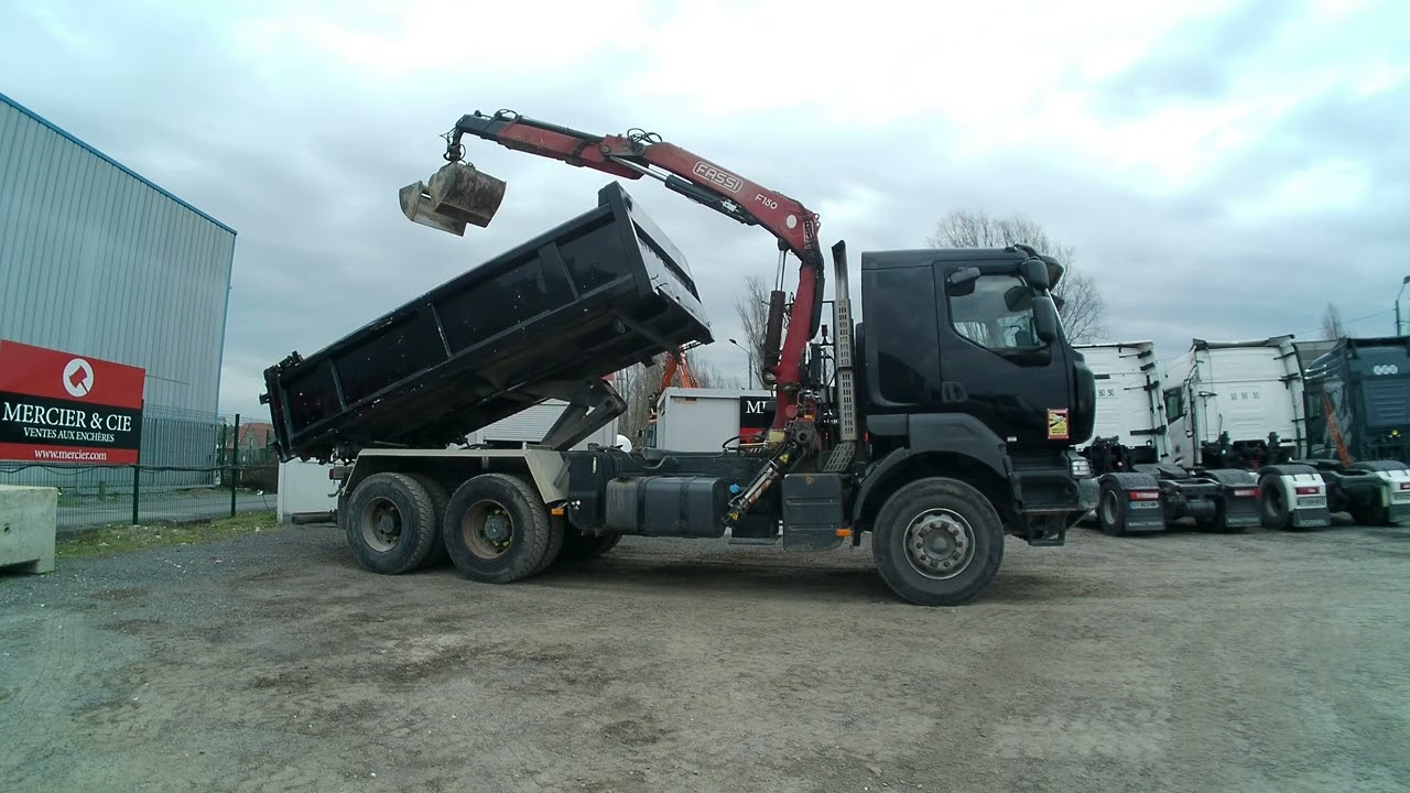 RENAULT KERAX BI-BENNE AVEC GRUE AUXILIAIRE - PTAC 26T