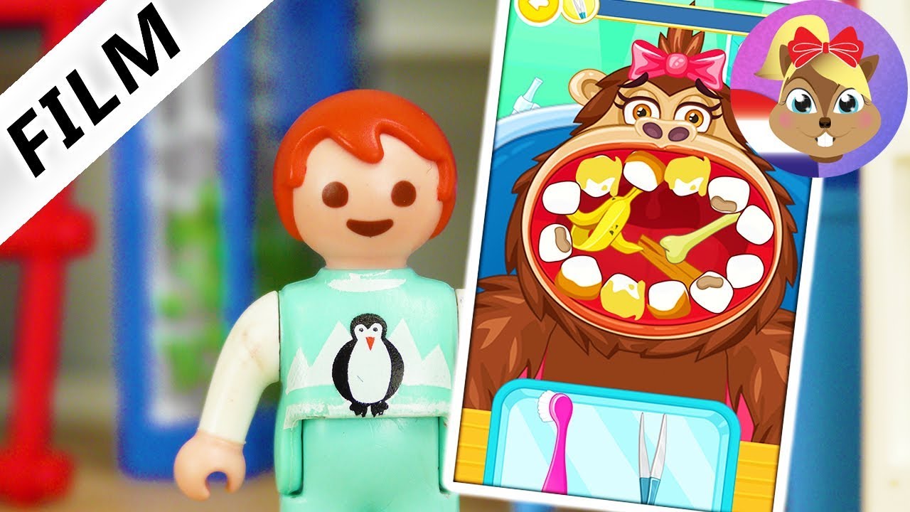 EMMA SPEELT KINDERTANDARTS APP - Tanden poetsen, boren + gaatjes vullen | Familie Vogel