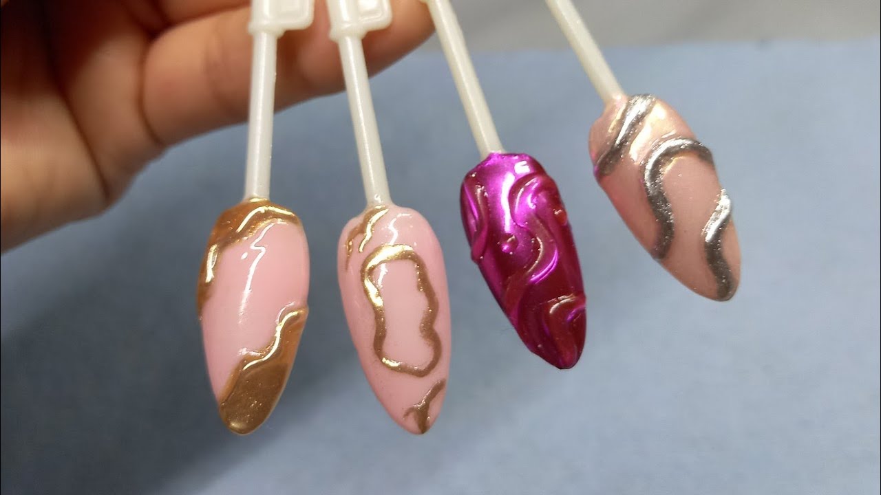 Uñas diseños con relieve #diseñosconrelieve #uñasacrilicas #efectoespejo