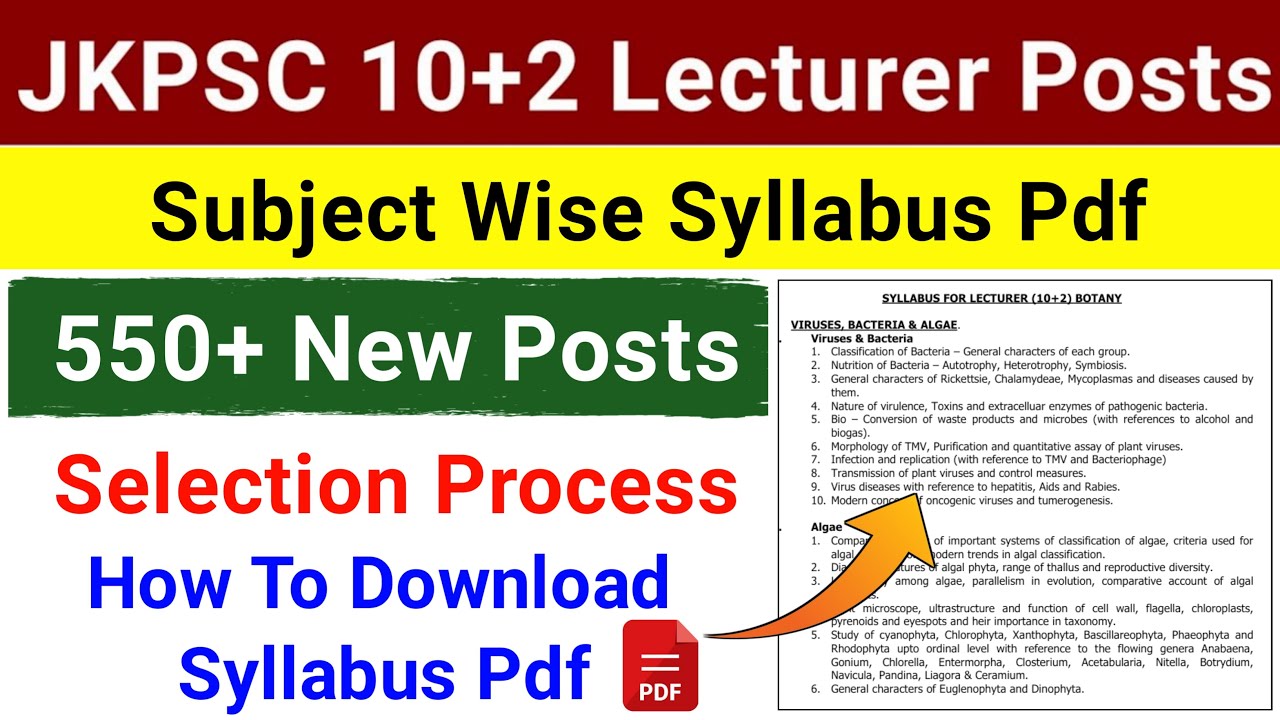 JKPSC 10+2 Lecturer Posts 2024 | Jkpsc 10+2 Lecturer Posts Syllabus 2024 | J&K 10+2 Lecturer Post