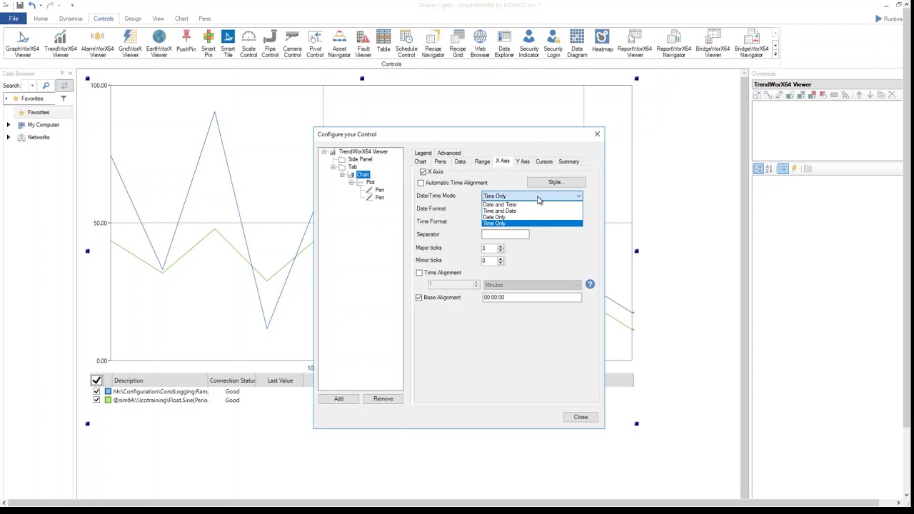 Iconics GraphWorx Trend Viewer 5 Configuring Chart Settings on a Trend Viewer