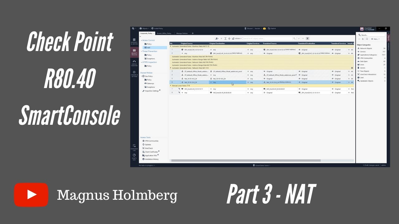 Check Point Basics R80.40 - SmartConsole Часть 3 - Nat