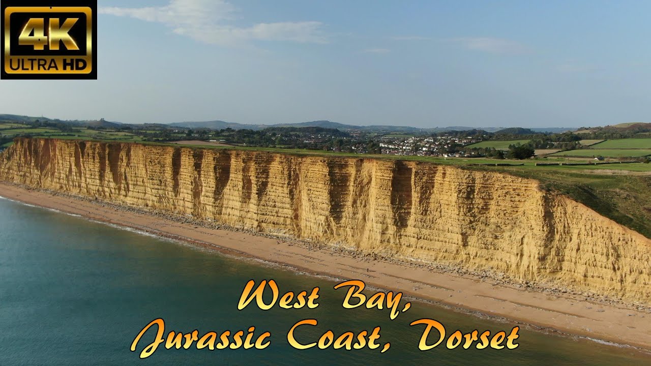 West Bay, Jurassic Coast, Dorset UK By Drone - 4K
