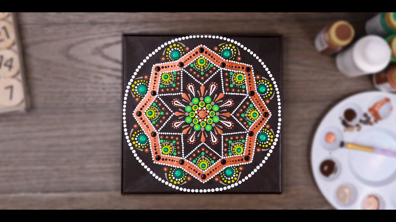 How to paint a Dot Mandala on a 8 x 8 Inch Canvas - Video 360
