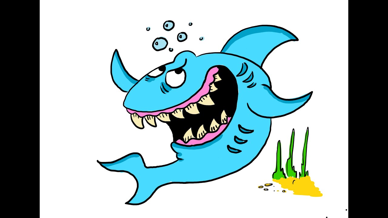 🦈How to draw a Cartoon Shark🦈 #kidsarttutorial #childrensart #drawing #kidsvideo #shark #kidsdrawing