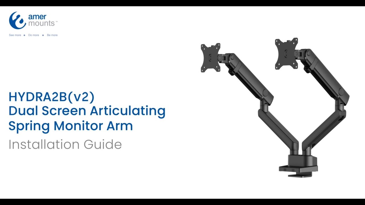 Amer Mounts HYDRA2B (v2) Dual Articulating Spring Monitor Arm - Installation and Features