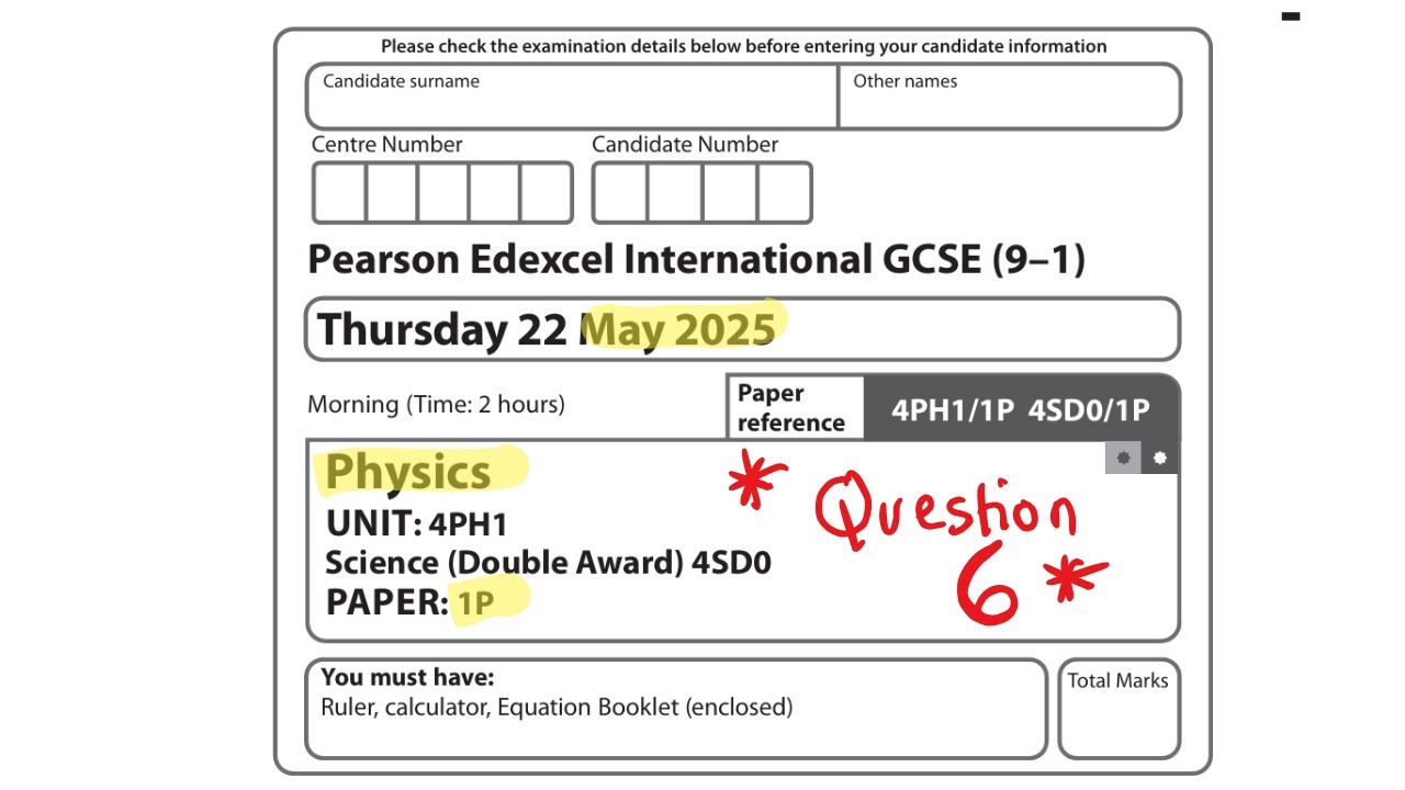 QUESTION 6: Edexcel IGCSE (9–1) Physics May 2025 Paper 1 ( UNIT: 4PH1)