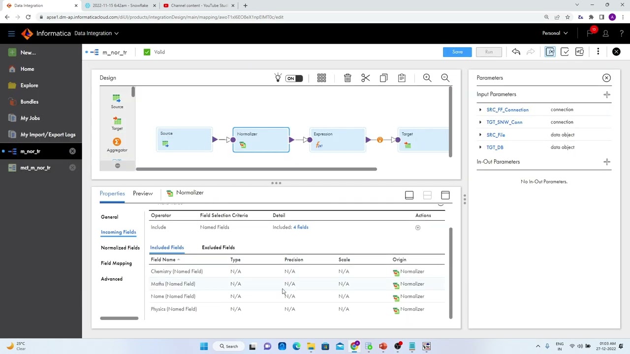 IICS: Connection and Object Parameterization in Normalizer Transformation