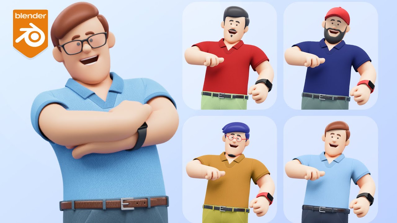 Blender - 3D Illustration Customize Nerd Character UI Kit Library