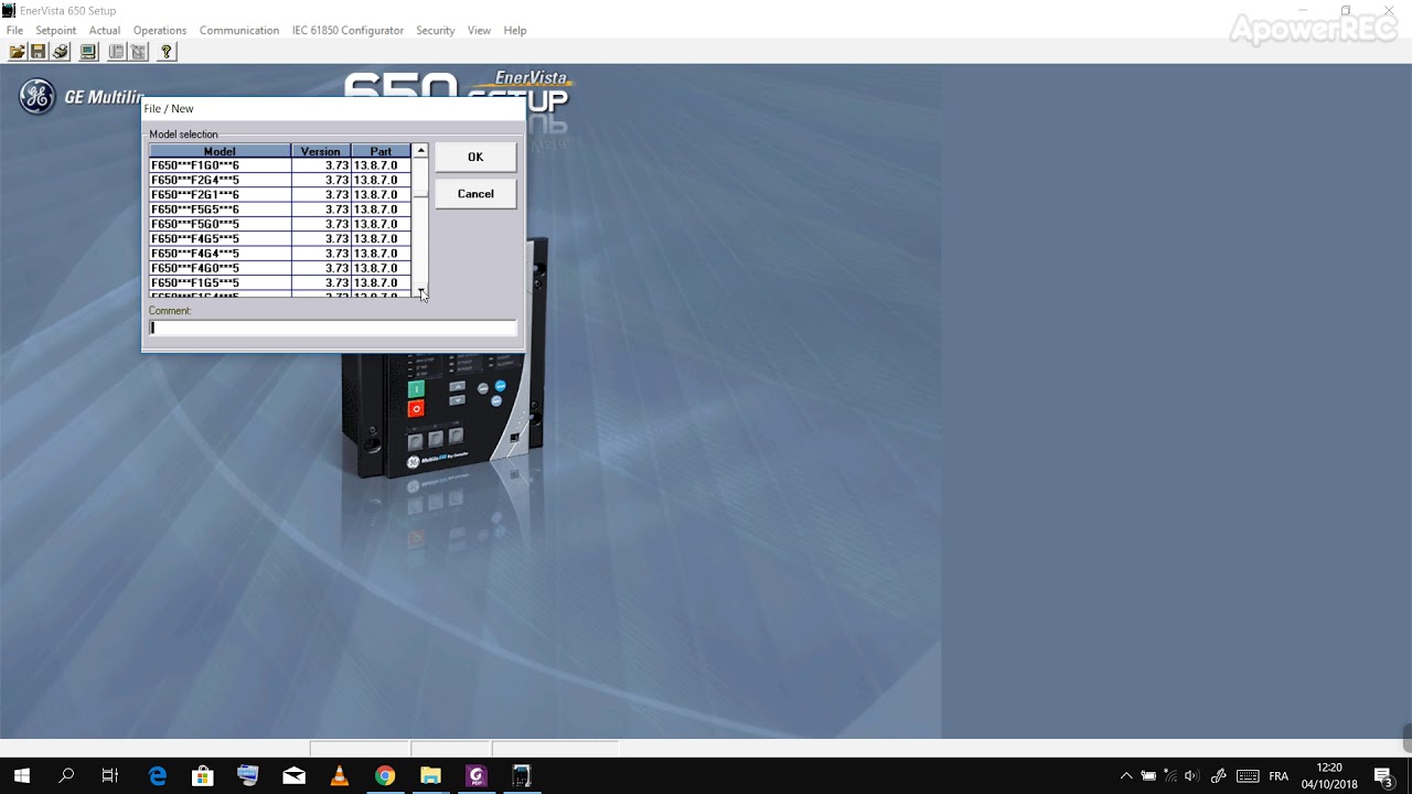 communication relais F650 avec Enervista