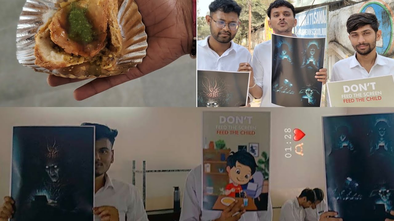 गुजराती कॉलेज की ओर से मोबाइल जागरूकता अभियान📵 के साथ-साथ मुफ्त समोसे का आयोजन किया गया।🤣