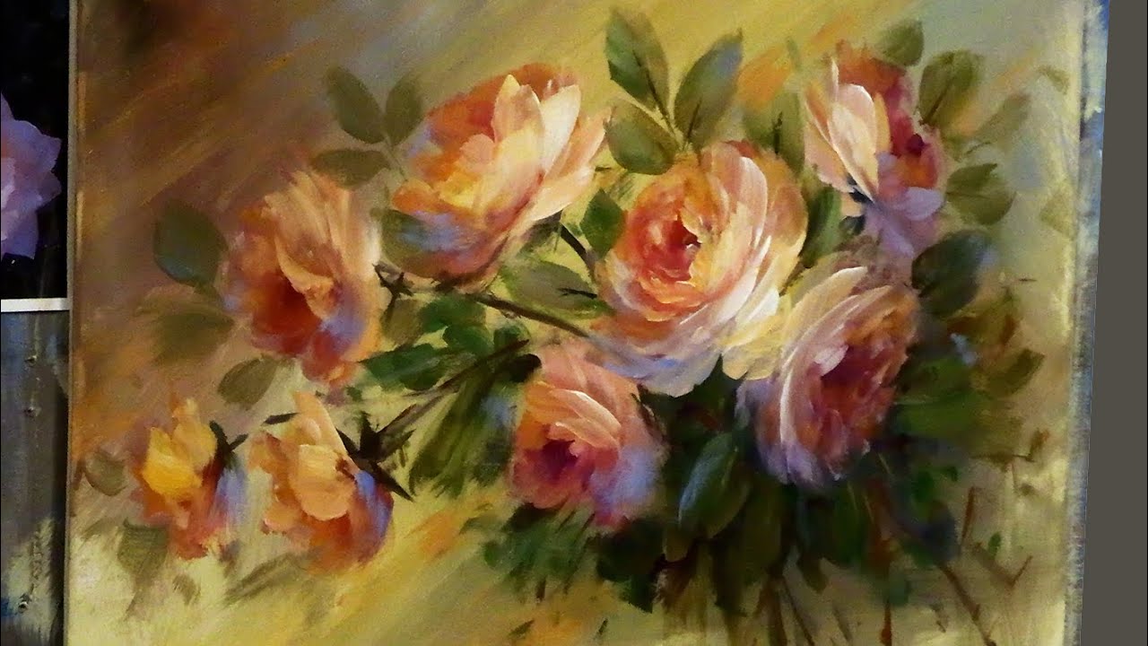 Master Rose Technique with Acrylics  Apricot Nectar Roses