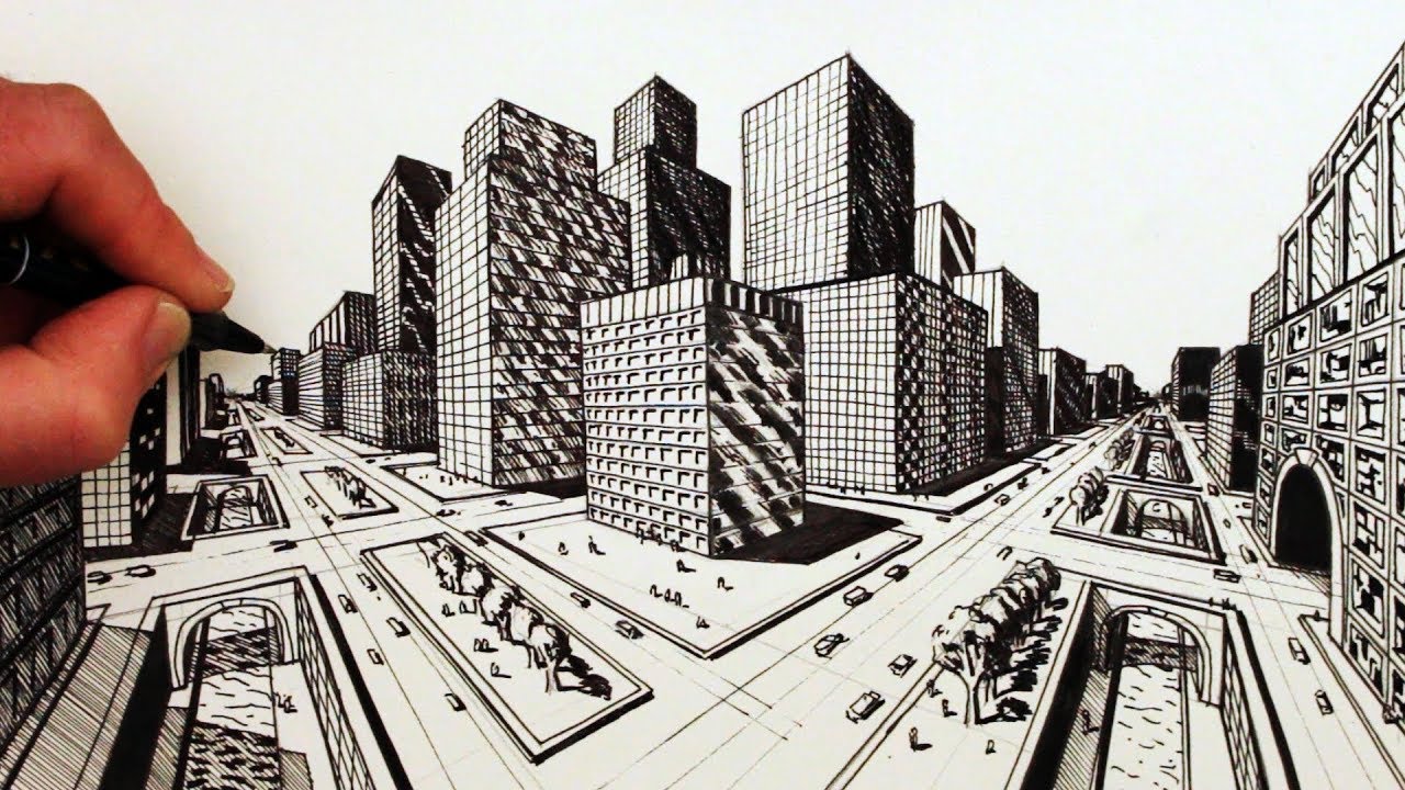How to draw using 2 Point Perspective | draw a simple Cube using 2 Point Perspective