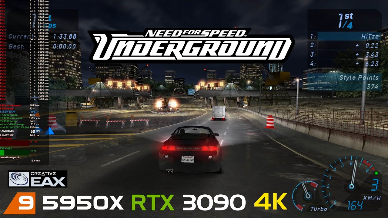 Need For Speed Underground (2003) | 4K | EAX | RTX 3090 | 5950X
