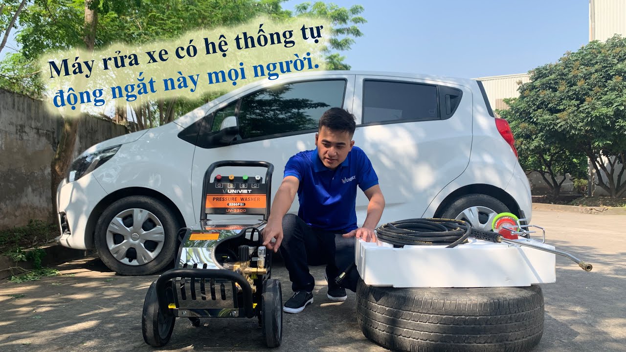 Giới thiệu v&agrave; test thử &aacute;p lực m&aacute;y rửa xe UV-2200 TTS. C&oacute; hệ thống tự động ngắt