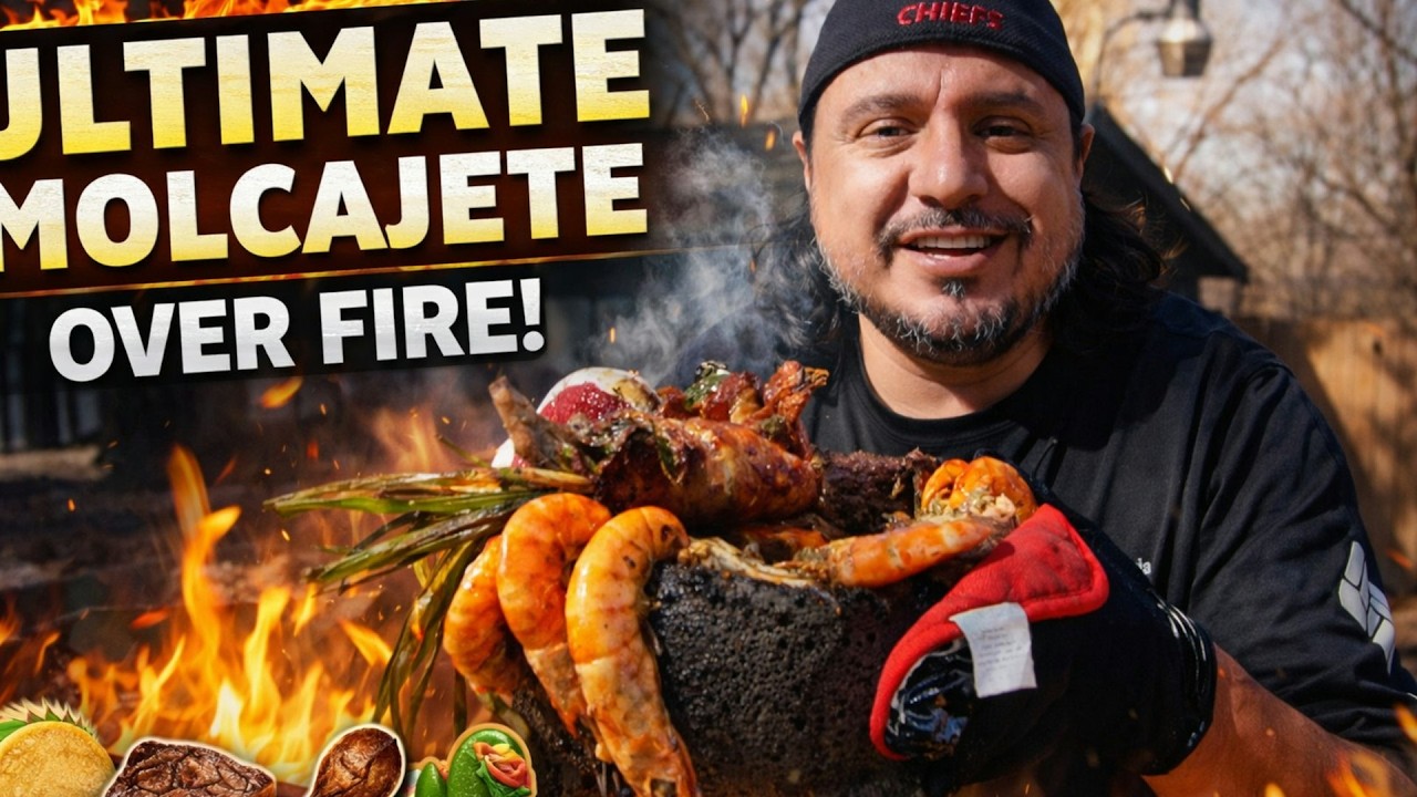 The ULTIMATE Molcajete Over Fire 🔥 Pork, Steak, Chicken & More