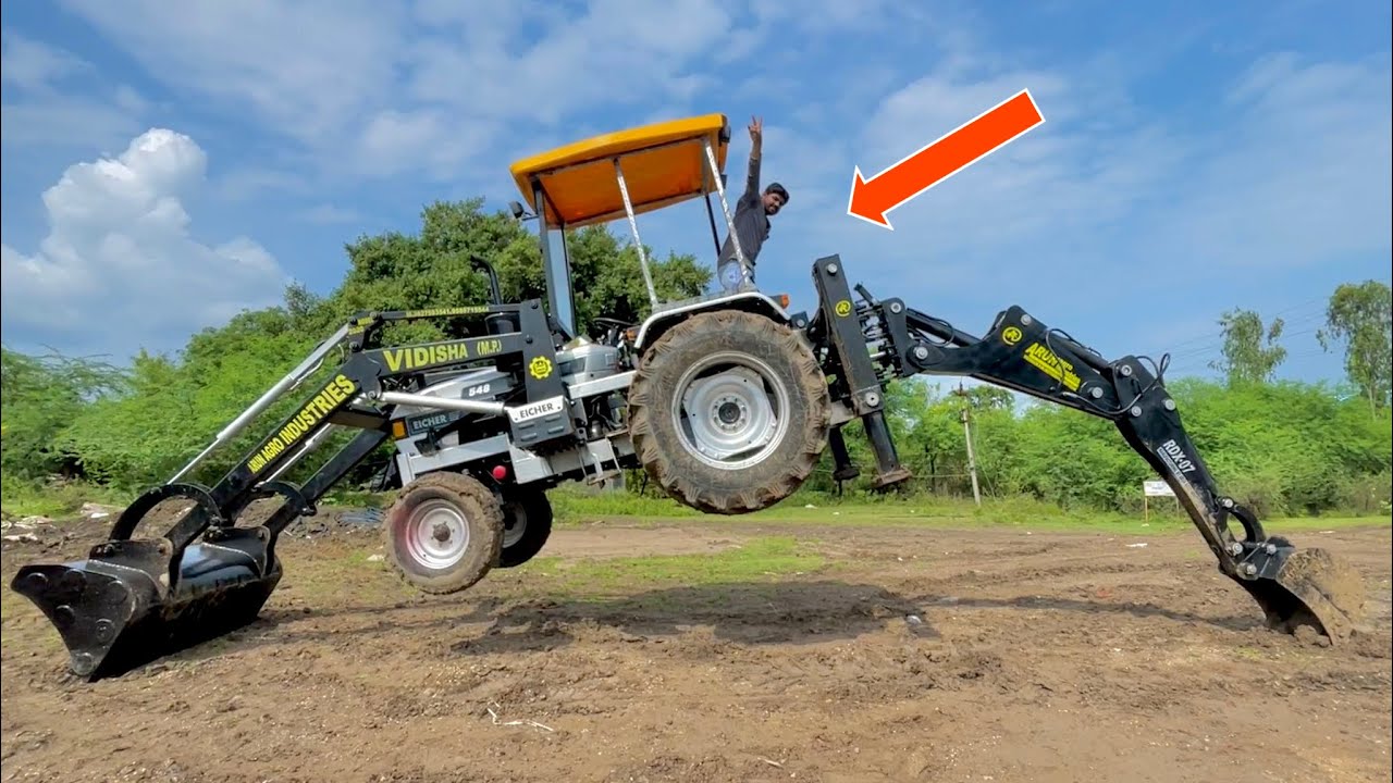 Tractor को बना दिया JCB | Tractor Mounted Backhoe Loader ट्रैक्टर पर चलने  jcb मशीन Eicher 548