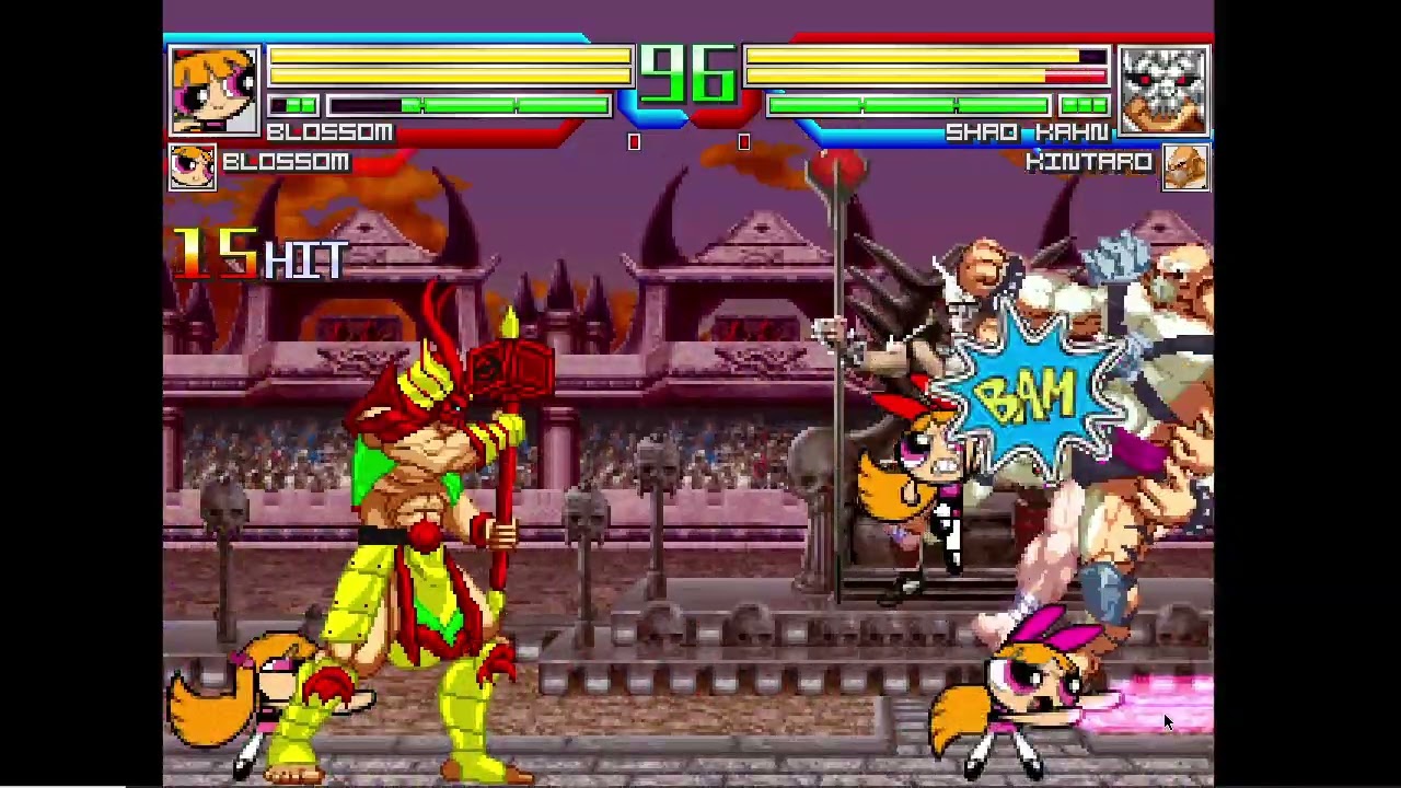 Mugen Battle #3130: 3 Different Blossom vs MK Bosses
