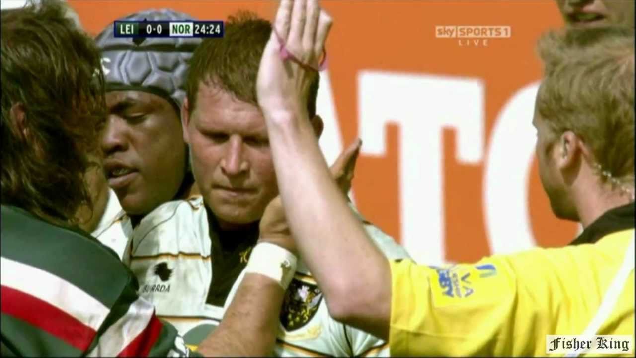 Martin Castrogiovanni slaps Dylan Hartley - Leicester v Northampton - Premiership Semi-finals - 2011