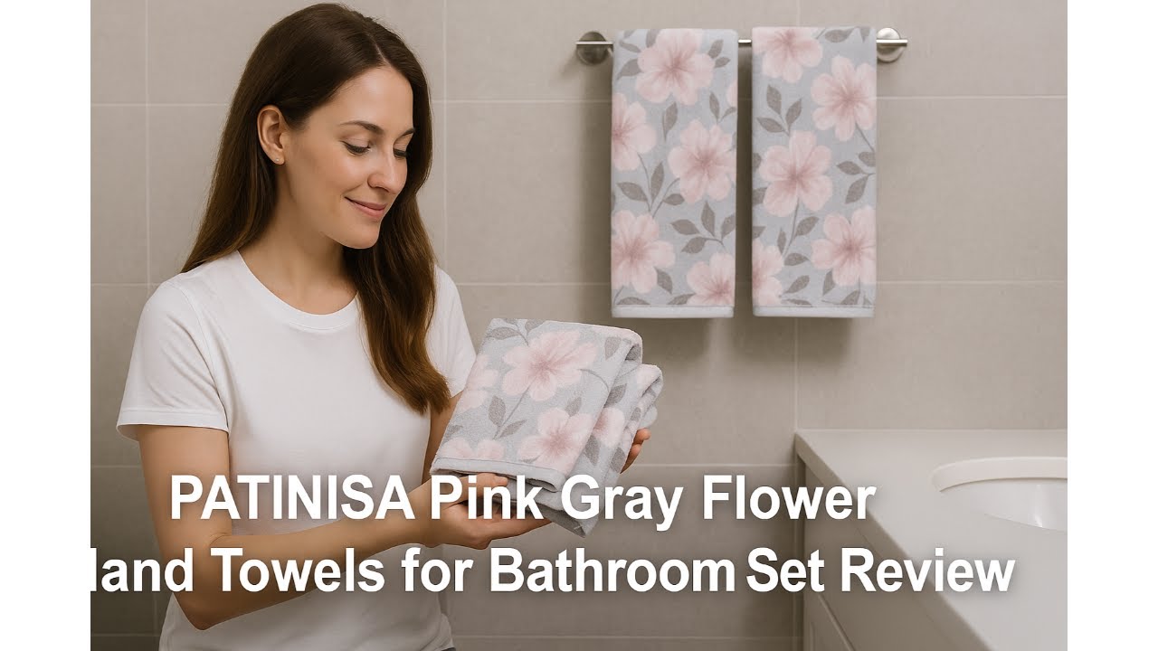 🌸 PATINISA Pink Gray Flower Hand Towels for Bathroom Set Review 🛁
