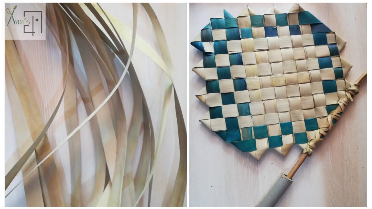 Palm leaf hand fan making || Ecofriendly handfan DIY || HAND FAN ||