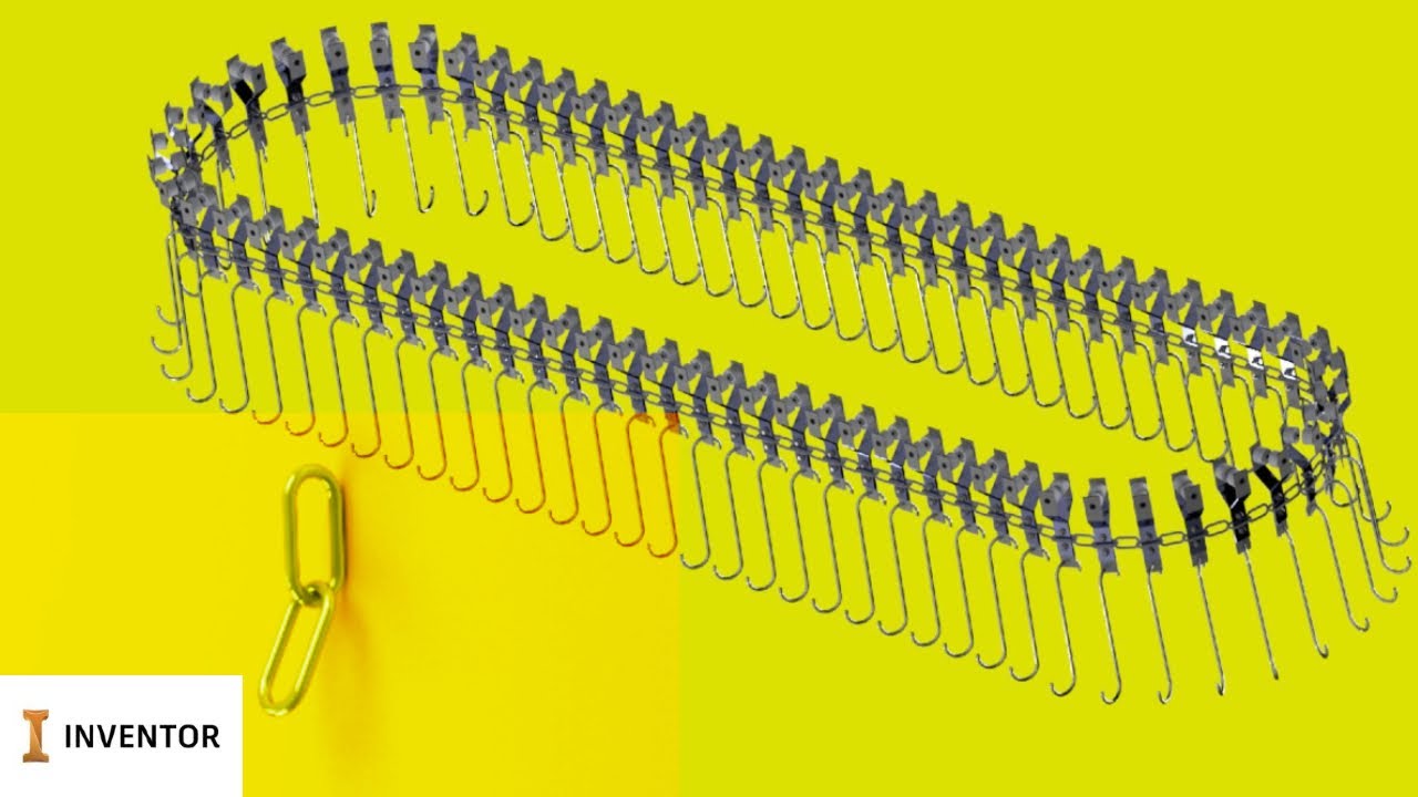 Ensamble y simulación de cadena de eslabones en Inventor.